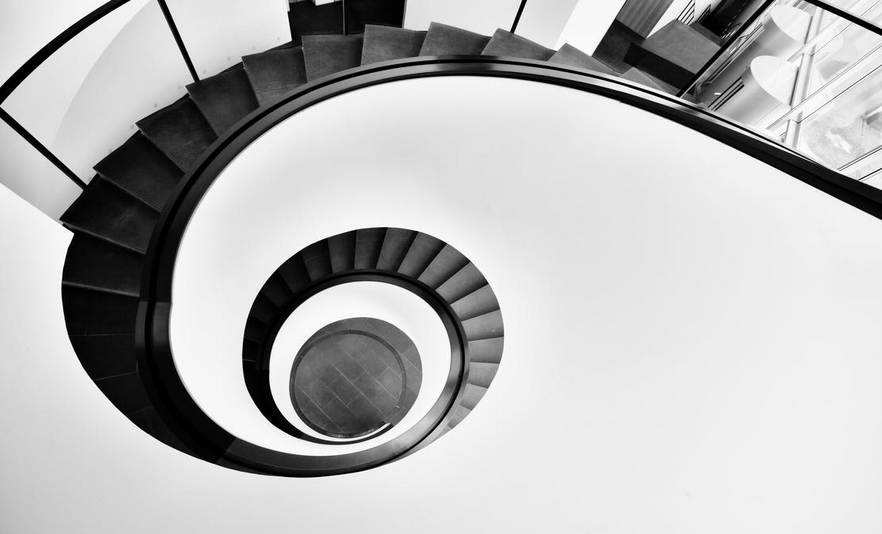 un escalier en spirale de Fibonacci